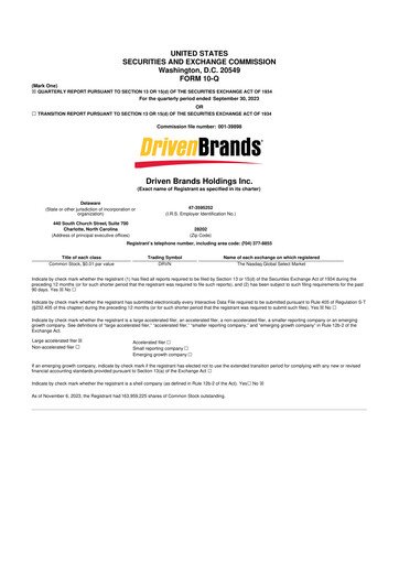 Thumbnail Driven Brands 10-Q Quarterly Report FY2023 