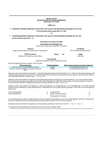 Thumbnail Eos Energy Enterprises 10-Q Quarterly Report FY2024 