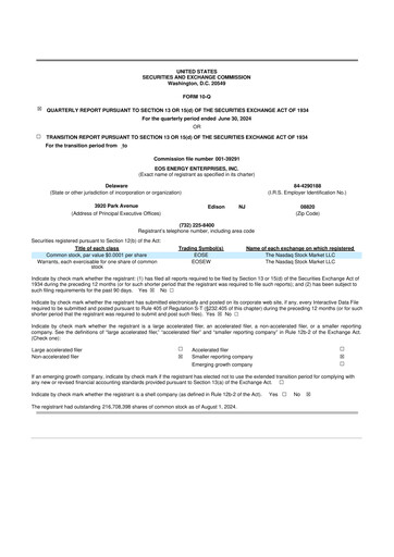 Thumbnail Eos Energy Enterprises 10-Q Quarterly Report FY2024 