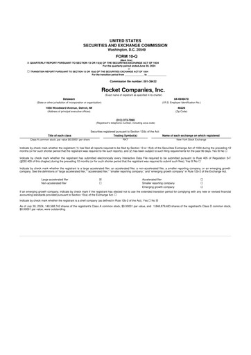 Thumbnail Rocket Companies
 10-Q Quarterly Report FY2024 