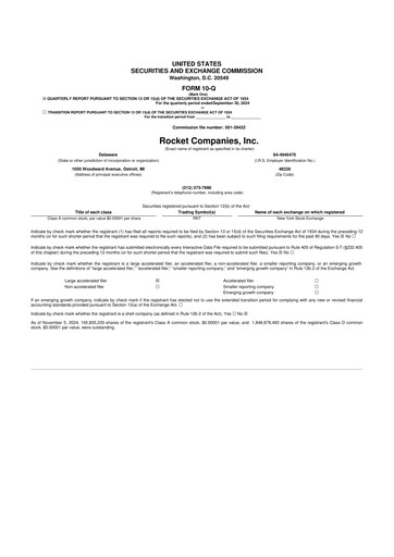 Thumbnail Rocket Companies
 10-Q Quarterly Report FY2024 