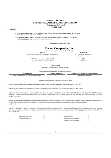 Thumbnail Rocket Companies
 10-K Annual Report 2024