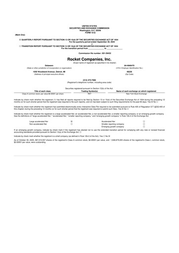 Thumbnail Rocket Companies
 10-Q Quarterly Report FY2025 