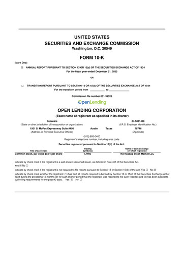 Miniature Open Lending 10-K Rapport annuel 2023