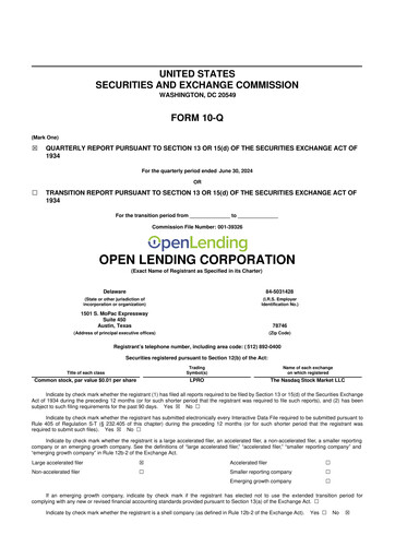 Miniature Open Lending 10-Q Rapport trimestriel 2024 