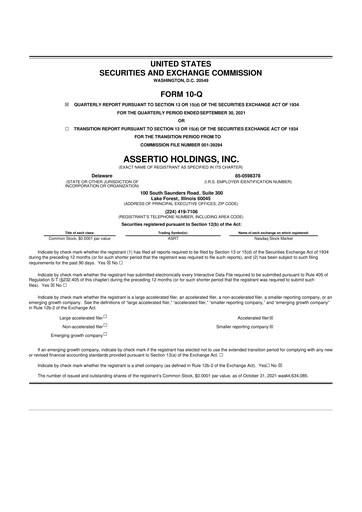 Thumbnail Assertio Holdings 10-Q Quarterly Report FY2021 