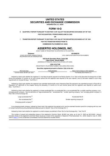 Thumbnail Assertio Holdings 10-Q Quarterly Report FY2023 