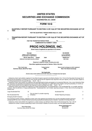 Thumbnail PROG Holdings 10-Q Quarterly Report FY2022 