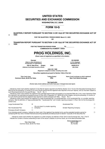 Thumbnail PROG Holdings 10-Q Quarterly Report FY2023 