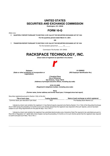 Thumbnail Rackspace Technology 10-Q Quarterly Report FY2021 