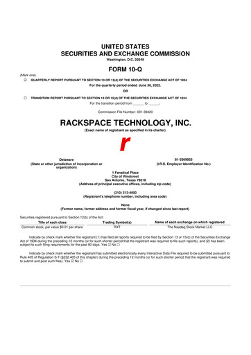 Thumbnail Rackspace Technology 10-Q Quarterly Report FY2022 