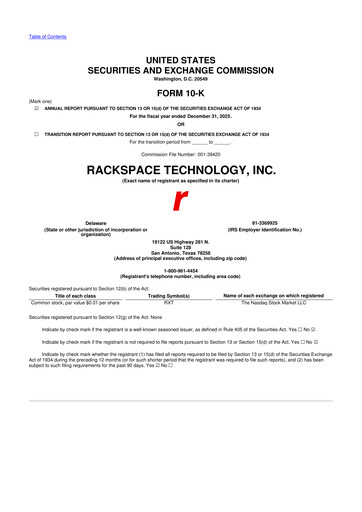 Thumbnail Rackspace Technology 10-K Annual Report 2025