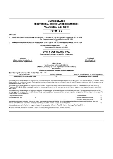 Miniature Unity Software 10-Q Rapport trimestriel 2020 