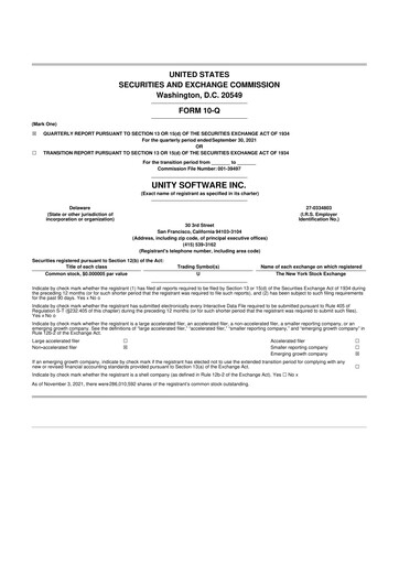 Miniature Unity Software 10-Q Rapport trimestriel 2021 