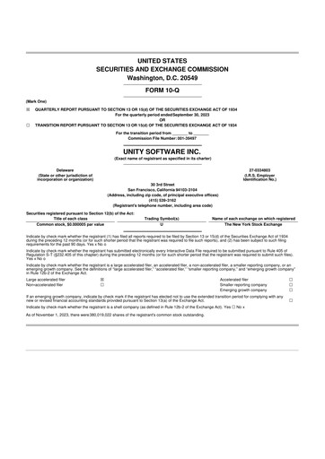 Miniature Unity Software 10-Q Rapport trimestriel 2023 