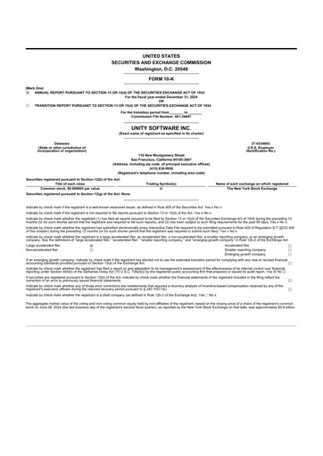 Thumbnail Unity Software 10-K Annual Report 2024