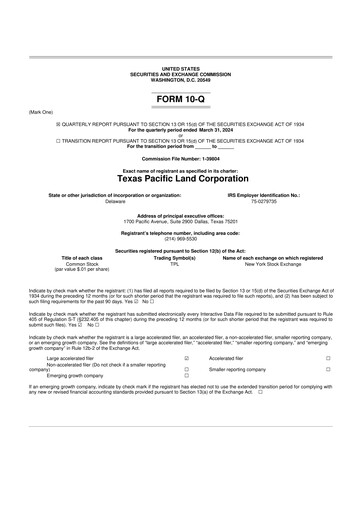 Vorschaubild Texas Pacific Land Corporation
 10-Q Quartalsbericht 2024 