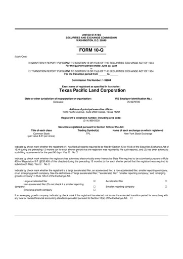 Vorschaubild Texas Pacific Land Corporation
 10-Q Quartalsbericht 2024 