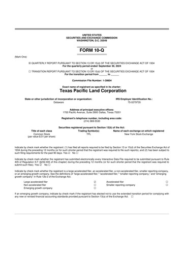 Vorschaubild Texas Pacific Land Corporation
 10-Q Quartalsbericht 2024 