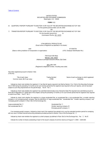 Thumbnail Utah Medical Products 10-Q Quarterly Report FY2022 
