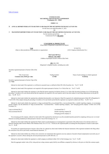 Thumbnail Utah Medical Products 10-K Annual Report 2022