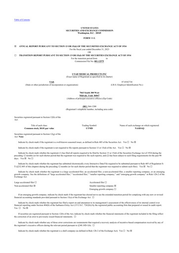 Thumbnail Utah Medical Products 10-K Annual Report 2023