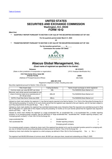 Thumbnail Abacus Global Management 10-Q Quarterly Report FY2025 