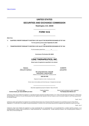 Thumbnail LENZ Therapeutics 10-Q Quarterly Report FY2025 