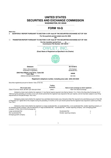 Thumbnail Owlet, Inc. 10-Q Quarterly Report FY2026 