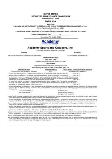 Miniature Academy Sports + Outdoors
 10-K Rapport annuel 2023