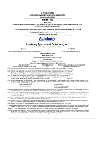 Miniature Academy Sports + Outdoors
 10-K Rapport annuel 2024