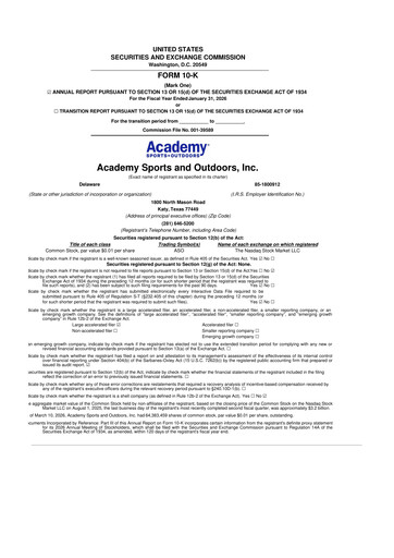 Miniature Academy Sports + Outdoors
 10-K Rapport annuel 2025