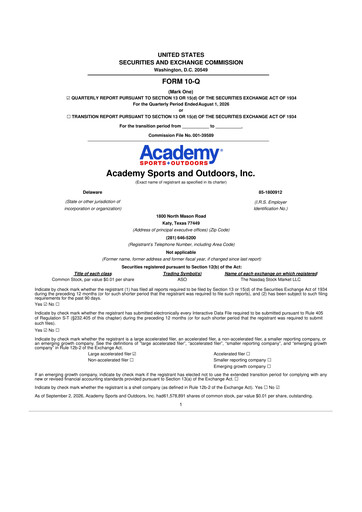 Vorschaubild Academy Sports + Outdoors
 10-Q Quartalsbericht 2026 