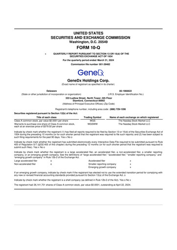 Miniature GeneDx Holdings 10-Q Rapport trimestriel 2024 
