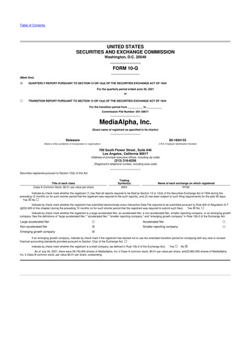 Thumbnail MediaAlpha 10-Q Quarterly Report FY2021 