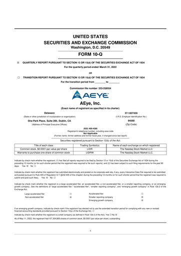 Thumbnail AEye 10-Q Quarterly Report FY2022 