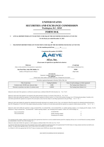 Vorschaubild AEye 10-K Jahresbericht 2022