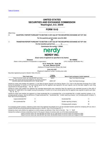 Thumbnail Nerdy, Inc, 10-Q Quarterly Report FY2022 
