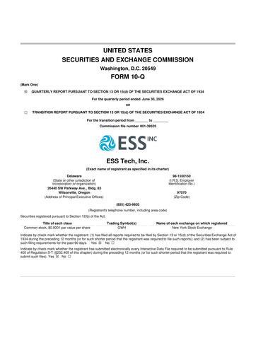 Thumbnail ESS Tech 10-Q Quarterly Report FY2026 