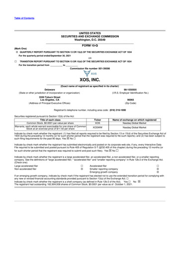 Thumbnail Xos, Inc. 10-Q Quarterly Report FY2021 