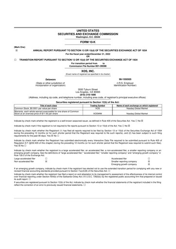 Thumbnail Xos, Inc. 10-K Annual Report 2022