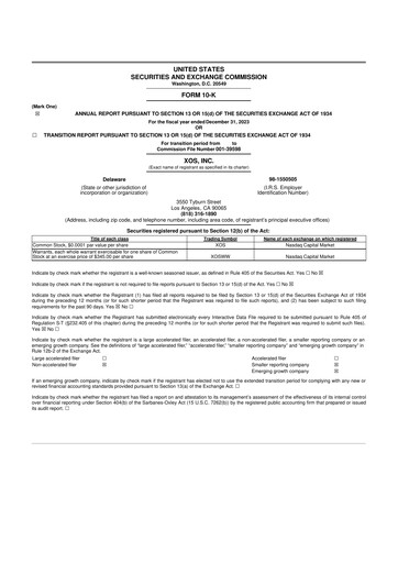 Thumbnail Xos, Inc. 10-K Annual Report 2023
