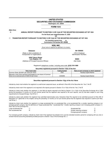 Thumbnail Xos, Inc. 10-K Annual Report 2025