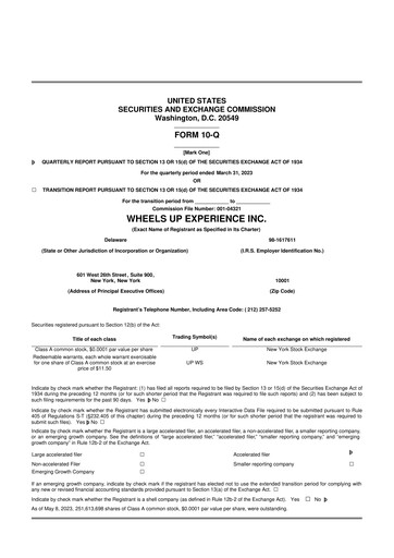 Thumbnail Wheels Up 10-Q Quarterly Report FY2023 