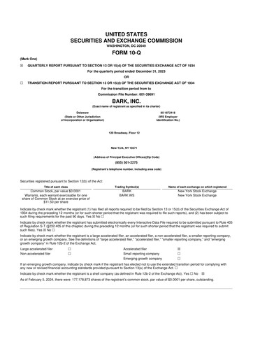 Thumbnail Bark, Inc. 10-Q Quarterly Report FY2024 