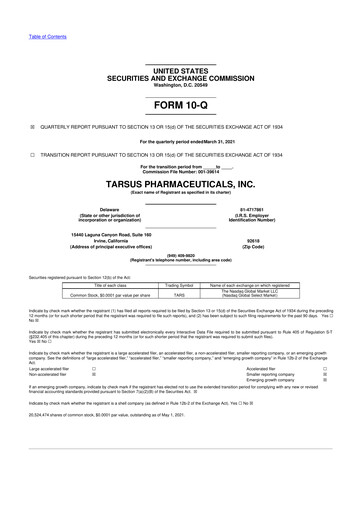 Thumbnail Tarsus Pharmaceuticals 10-Q Quarterly Report FY2021 