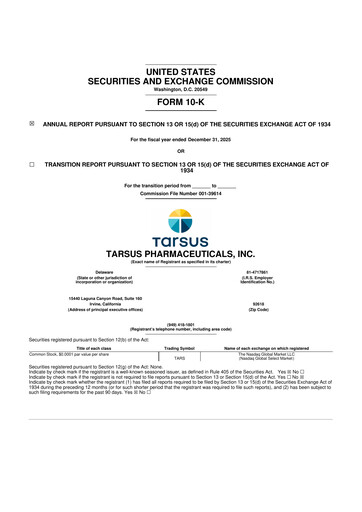 Thumbnail Tarsus Pharmaceuticals 10-K Annual Report 2025