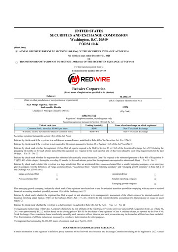 Thumbnail Redwire 10-K Annual Report 2021
