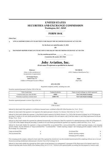 Thumbnail Joby Aviation 10-K Annual Report 2024