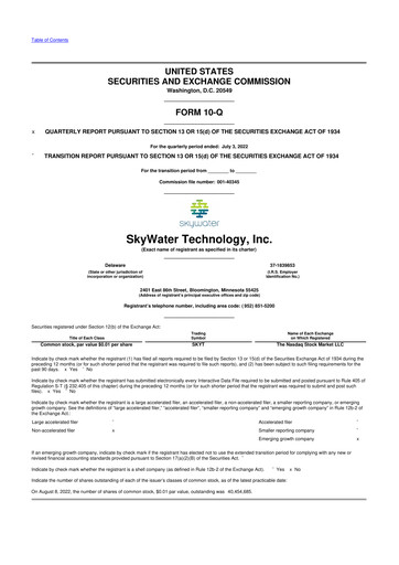 Vorschaubild SkyWater Technology 10-Q Quartalsbericht 2022 